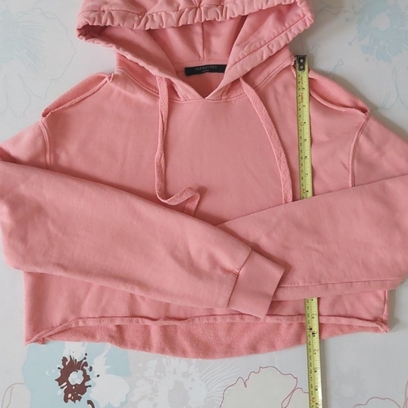 All saints cold shoulder cropped soft pink hoodie - Picture 10 of 14